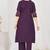 purple cotton anarkali kurti pant dupatta set