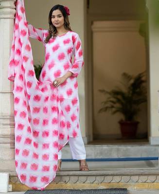 Floral Printed Regular Kurta with Trousers & With Dupatta 3