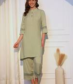 Band Collar Straight Kurta With Palazzos