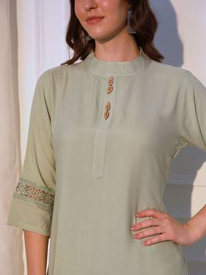 Band Collar Straight Kurta With Palazzos 2