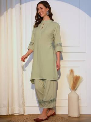 Band Collar Straight Kurta With Palazzos 4