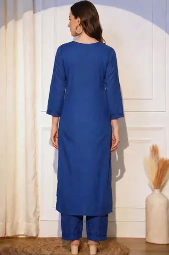 Women Ethnic Motifs Embroidered Regular Thread Work Kurta with Palazzos