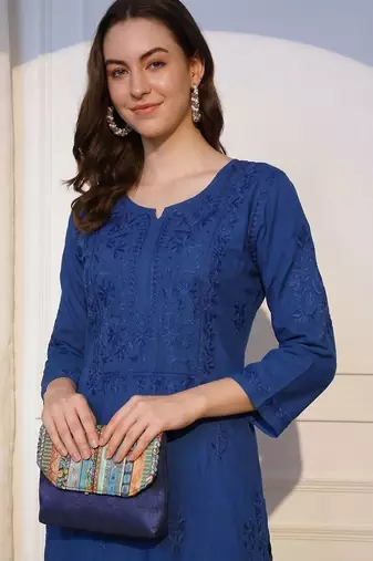 Women Ethnic Motifs Embroidered Regular Thread Work Kurta with Palazzos