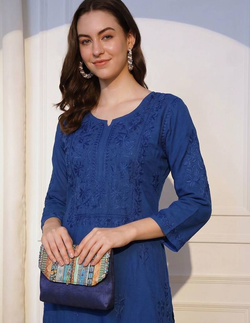 Women Ethnic Motifs Embroidered Regular Thread Work Kurta with Palazzos