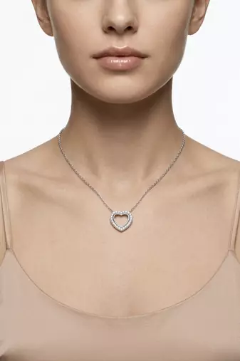 925 Sterling Silver Halo CZ Heart Pendant Necklace Set  for Women 