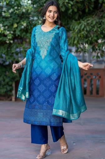 Women Ethnic Motifs Printed Regular Kurta with Palazzos & With Dupatta