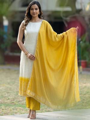 Ethnic Motifs Regular Pure Silk Kurta with Trousers & With Dupatta 6