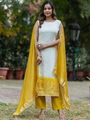 Ethnic Motifs Regular Pure Silk Kurta with Trousers & With Dupatta 7