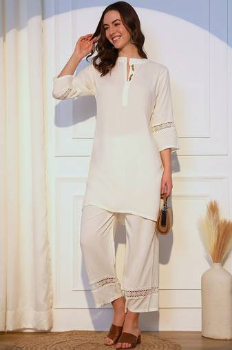 Band Collar Straight Kurta With Palazzos