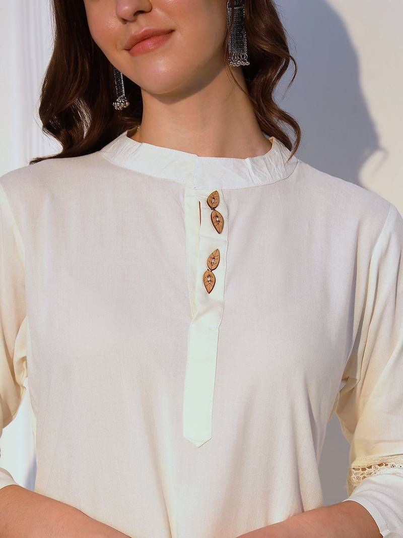 Band Collar Straight Kurta With Palazzos