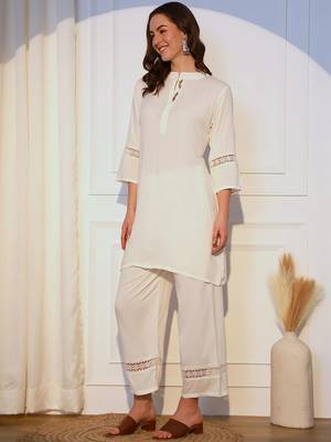 Band Collar Straight Kurta With Palazzos 4