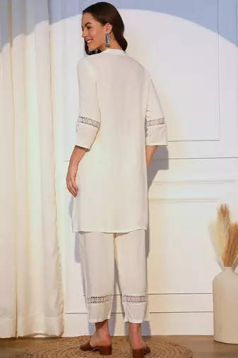 Band Collar Straight Kurta With Palazzos
