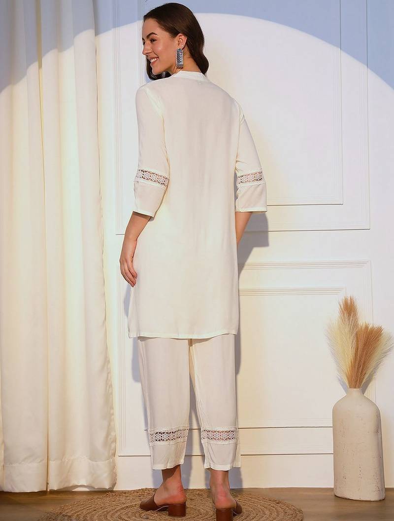 Band Collar Straight Kurta With Palazzos