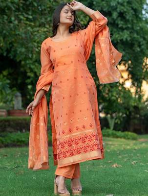 Women Ethnic Motifs Regular Kurta with Trousers & With Dupatta 1