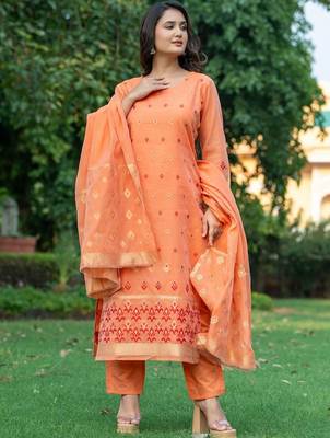 Women Ethnic Motifs Regular Kurta with Trousers & With Dupatta 5