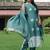 Bandhani Dyed V-Neck Pure Silk Straight Kurta With Trousers & Dupatta