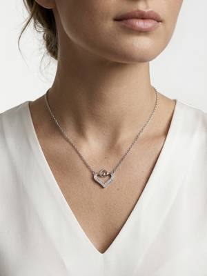 925 Sterling Silver Open Heart CZ Pendant Necklace  Set for Women 1
