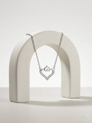 925 Sterling Silver Open Heart CZ Pendant Necklace  Set for Women 2