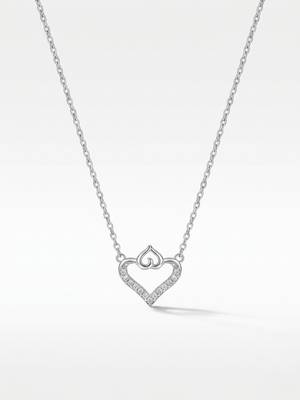 925 Sterling Silver Open Heart CZ Pendant Necklace  Set for Women 3
