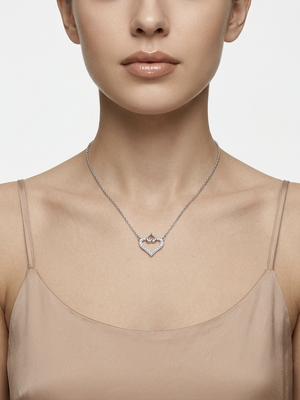 925 Sterling Silver Open Heart CZ Pendant Necklace  Set for Women 4