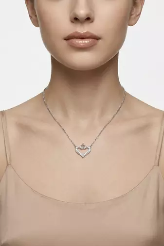 925 Sterling Silver Open Heart CZ Pendant Necklace  Set for Women