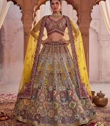 Off-White Silk Blend Embroidered Multi-Color Bridal Lehenga Choli Set