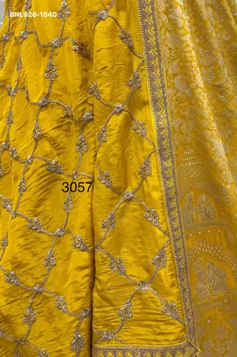 Mustard Silk Blend Embroidered Festive Haldi Lehenga Choli Set