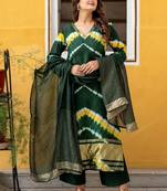 Women Dyed Regular Kurta with Palazzos & With Dupatta