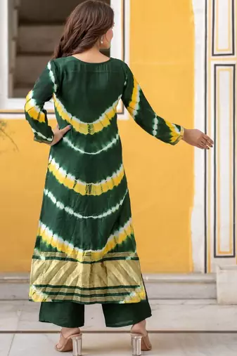 Women Dyed Regular Kurta with Palazzos & With Dupatta
