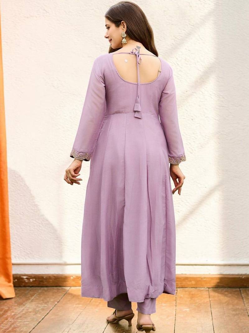 Women Ethnic Motifs Embroidered Panelled Thread Work Kurta with Trousers & With Dupatta