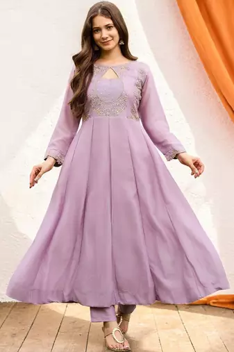 Women Ethnic Motifs Embroidered Panelled Thread Work Kurta with Trousers & With Dupatta