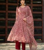 Paisley Printed Gotta Patti Anarkali Kurta with Trousers & Dupatta