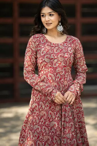 Paisley Printed Gotta Patti Anarkali Kurta with Trousers & Dupatta