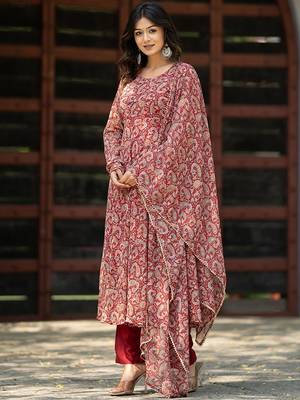 Paisley Printed Gotta Patti Anarkali Kurta with Trousers & Dupatta 4