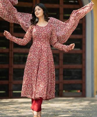 Paisley Printed Gotta Patti Anarkali Kurta with Trousers & Dupatta 7