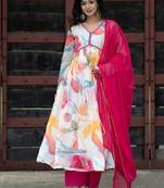 Alia Cut Floral Printed Empire Gotta Patti Kurta with Palazzos & Dupatta