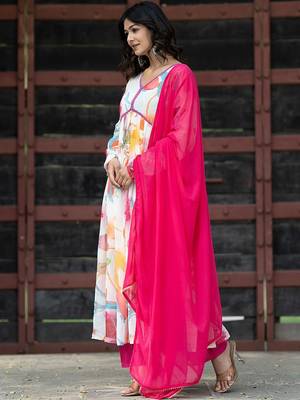 Alia Cut Floral Printed Empire Gotta Patti Kurta with Palazzos & Dupatta 4