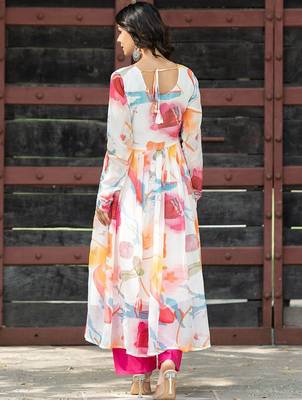 Alia Cut Floral Printed Empire Gotta Patti Kurta with Palazzos & Dupatta 5