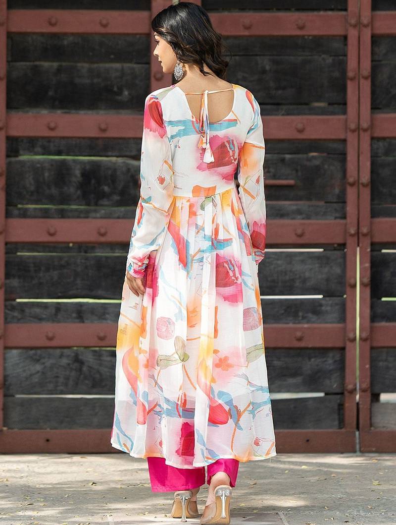 Alia Cut Floral Printed Empire Gotta Patti Kurta with Palazzos & Dupatta
