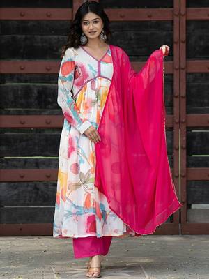 Alia Cut Floral Printed Empire Gotta Patti Kurta with Palazzos & Dupatta 6