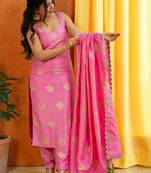 Women Ethnic Motifs Printed Regular Kurta with Trousers & With Dupatta