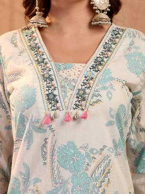 women floral printed thread work floral kurta 3