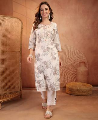 women floral printed mirror work floral kurta 1