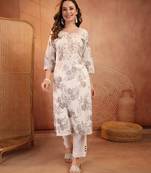women floral printed mirror work floral kurta