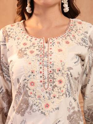 women floral printed mirror work floral kurta 3