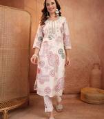 women ethnic motifs embroidered mirror work indie prints kurta