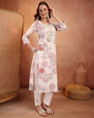 women ethnic motifs embroidered mirror work indie prints kurta 2