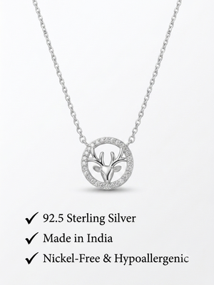 925 Sterling Silver Deer Pendant Necklace Set for Women 2