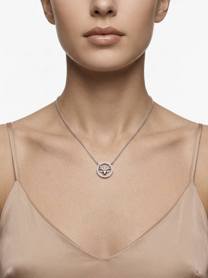 925 Sterling Silver Deer Pendant Necklace Set for Women