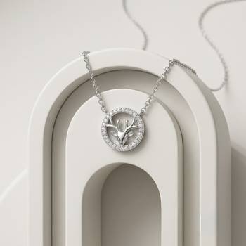 925 Sterling Silver Deer Pendant Necklace Set for Women 4